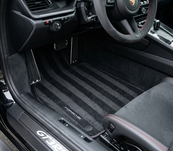 Interior car mats with detailer stripe lines